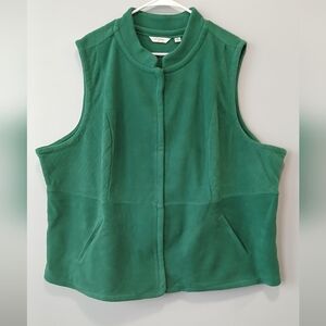 Liz Claiborne Green Zip Front Oversized Vest Womens 3X Faux Pockets Casual